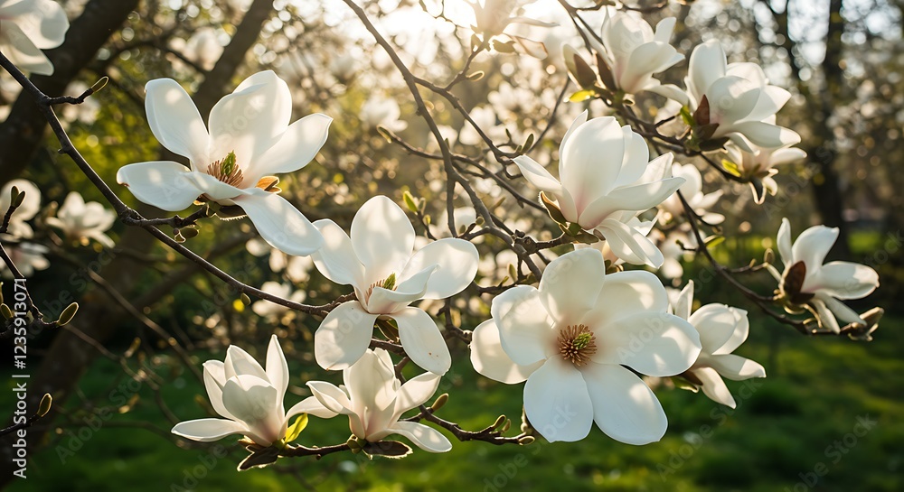 Obraz premium Stunning Magnolia Blossoms in Sunlight Spring Flowers