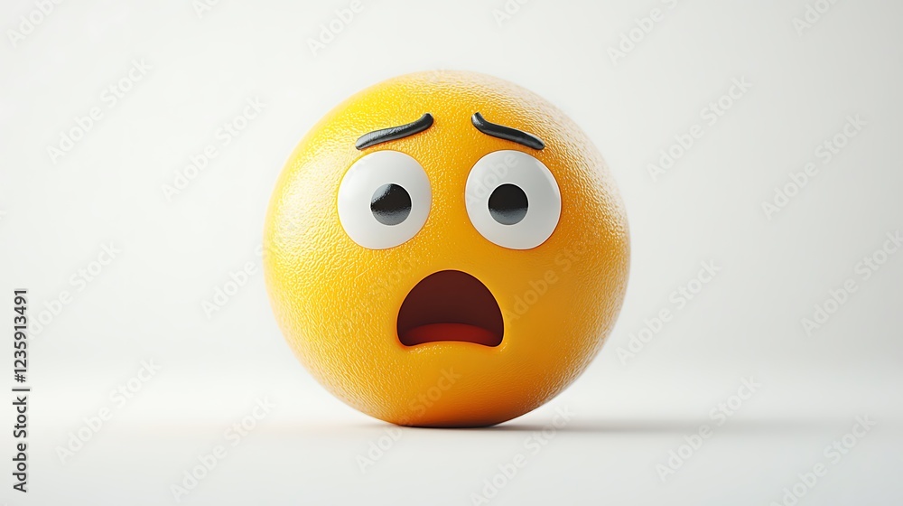 Fototapeta premium 3D scared emoji on white background. Possible use stock photo