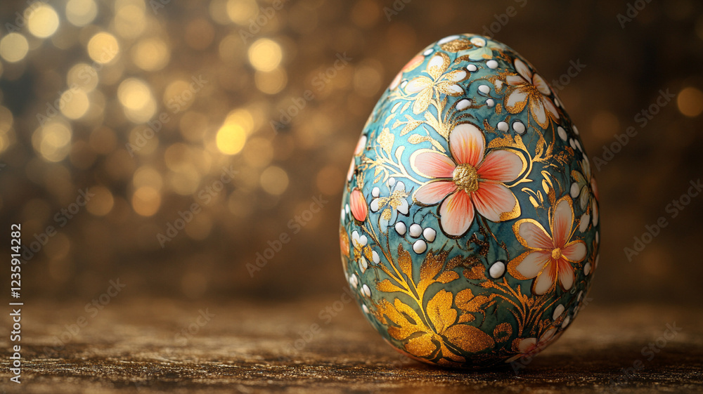 Chocolate eggs painted with flowers on a golden background. Chocolate eggs painted with flowers on a golden background.
