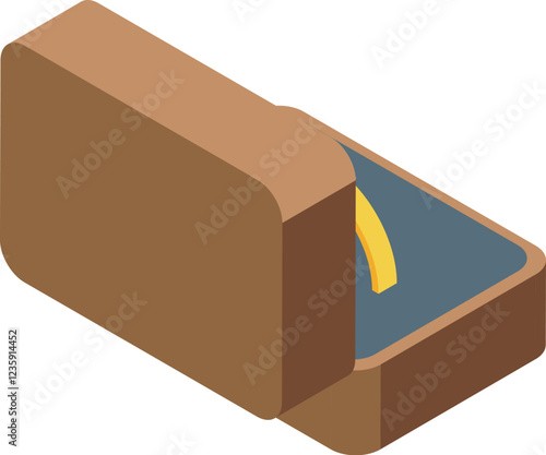 Realistic golden tooth implant inside an open box, ready for dental surgery