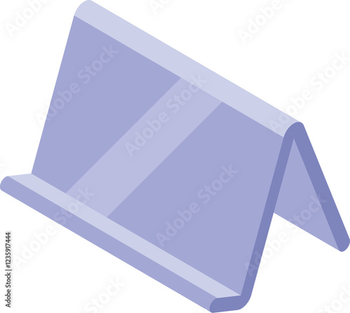 Purple acrylic stand holding a menu, sign, or photo in isometric view, perfect for displaying information