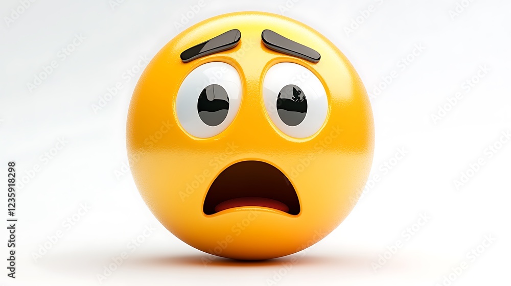 Fototapeta premium 3D Worried Emoji on White Background
