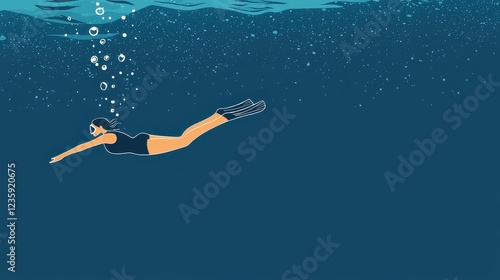 Wallpaper Mural Underwater swimming, person gliding through deep blue, Torontodigital.ca