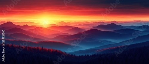 Wallpaper Mural Breathtaking sunset over mountain range nature scene landscape tranquil environment Torontodigital.ca