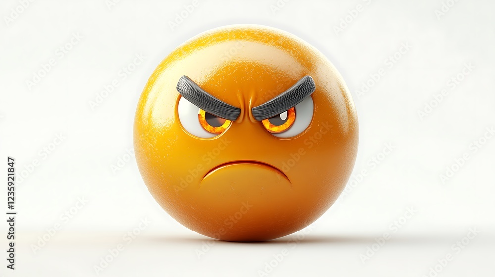 3D angry emoji against white background 3D angry emoji against white background