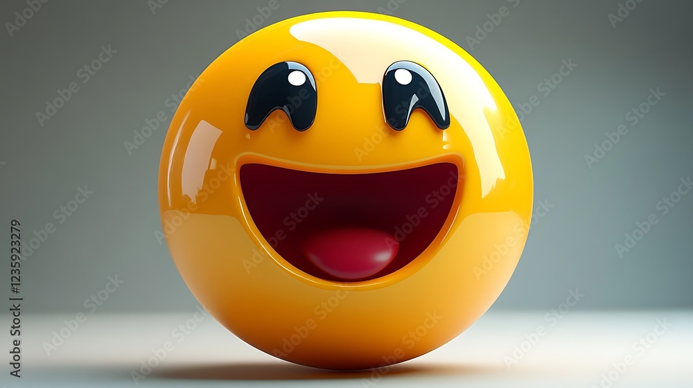 Happy emoticon sphere, digital art, graphic design element Happy emoticon sphere, digital art, graphic design element