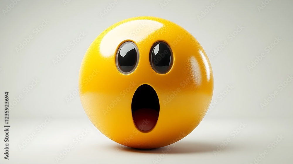 3D screaming emoji on white background, illustration for web 3D screaming emoji on white background, illustration for web
