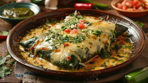 Delicious and Cheesy Stuffed Poblano Peppers with Fresh Herbs