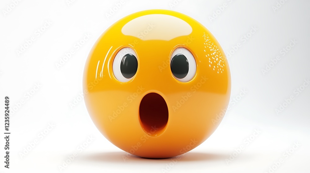 Fototapeta premium Surprised emoji, expressive face, 3d render, digital art, social media