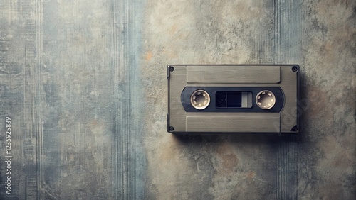 A vintage cassette tape on a textured background, reminiscent of a bygone era of music and memories. photo