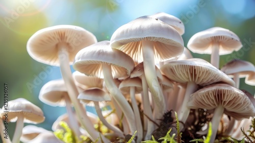 Mushroom shown on a simple background, amazing mushroom design. Background mild, mushroom conspicuous. photo