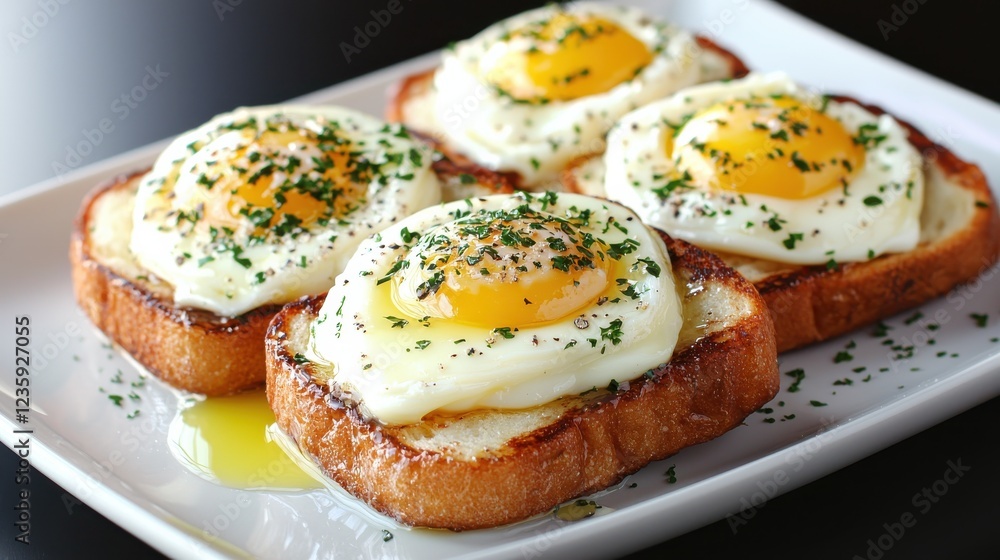 Gourmet french toast with melted butter and egg yolk fine dining culinary art indoor setting close-up view deliciousness Gourmet french toast with melted butter and egg yolk fine dining culinary art indoor setting close-up view deliciousness