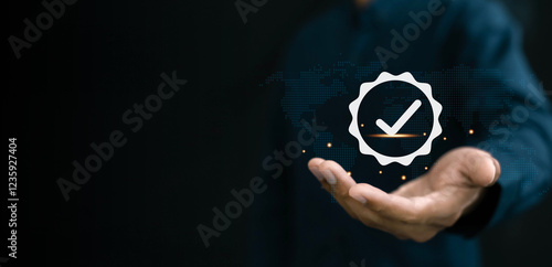 Fotografie Quality control Assurance Standard iso , ervice best certification industrial, service system business certificate standard  digital technology