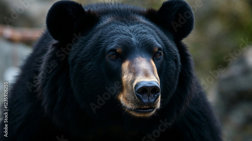 Wallpaper Mural Majestic black bear staring with intense gaze in natural habitat Torontodigital.ca