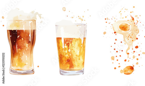 Minimalist Watercolor Beer Glass Illustration for Graphic Design Resources
