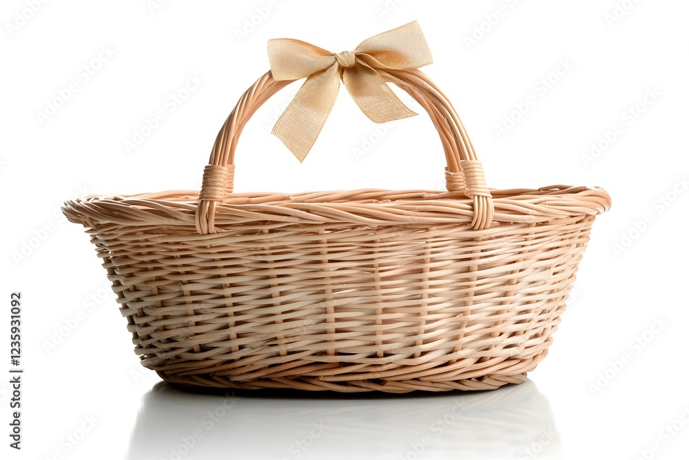 Handmade woven wicker basket, a rustic brown container perfect for picnic or Easter