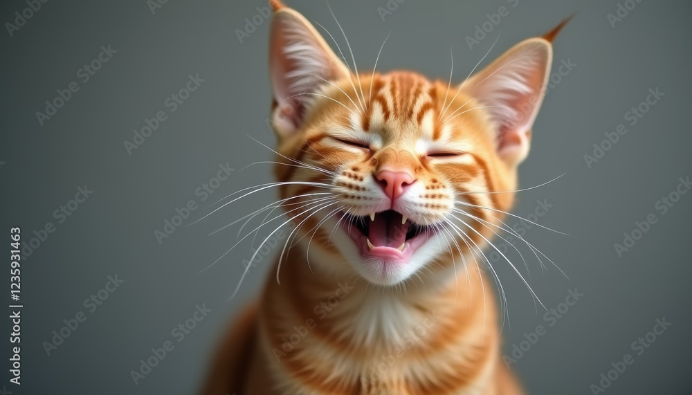 Cute smiling kitten with a charming expression, Ginger fur makes the cat stand out. Cute smiling kitten with a charming expression, Ginger fur makes the cat stand out.