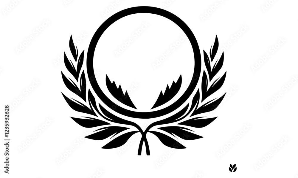 Obraz premium Laurel wreath vintage Baroque frame border monogram engraving vector illustration.