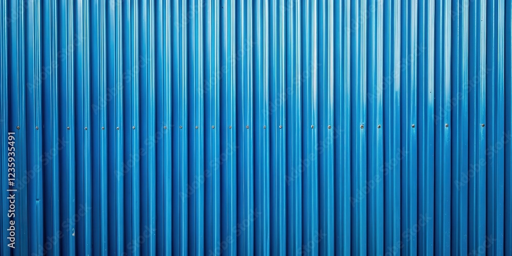 A vibrant blue corrugated metal wall with rows of silver screws creating a minimalist industrial backdrop A vibrant blue corrugated metal wall with rows of silver screws creating a minimalist industrial backdrop