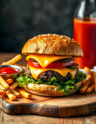 burger and fries