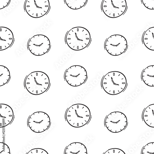 clock icon pattern. clock icon seamless pattern. doodle clock icon seamless pattern. doodle clock icon background