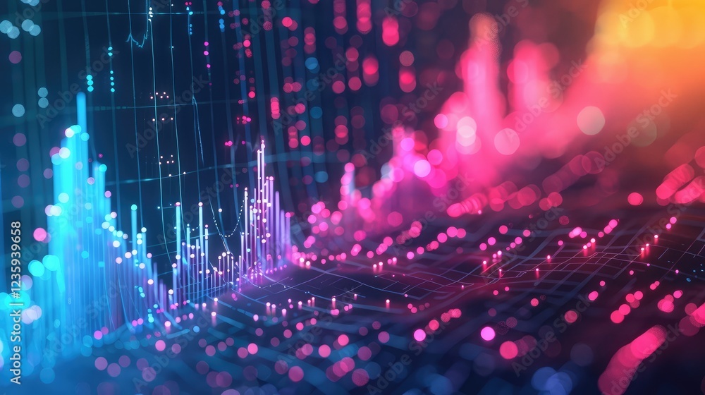 Obraz premium Abstract Digital Data Visualization with Colorful Charts and Graphs