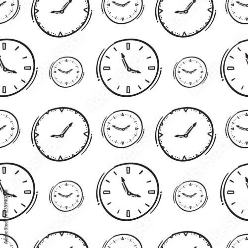 clock icon pattern. clock icon seamless pattern. doodle clock icon seamless pattern. doodle clock icon background