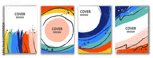Abstract. Colorful brush stroke set of background. Modern design cover templates, posters, ad banners, brochures, flyers, covers. Vector.