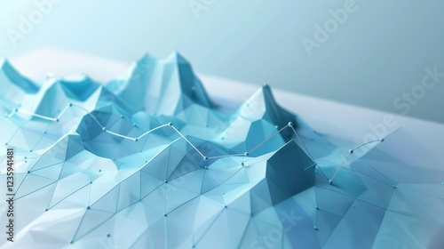 Fototapeta Naklejka Na Ścianę i Meble -  Futuristic 3D Abstract Mountain Data Visualization