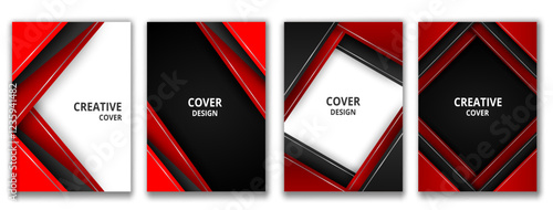 Abstract. Red-Black set of background. Modern design cover templates, posters, ad banners, brochures, flyers, covers. Vector.