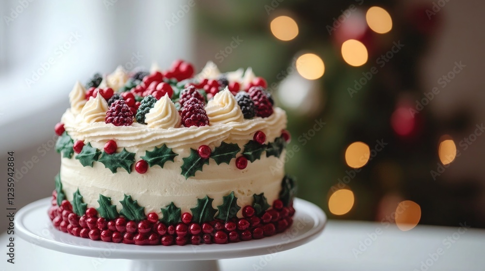 Christmas cake displayed with a white background and room for text. Christmas cake displayed with a white background and room for text.