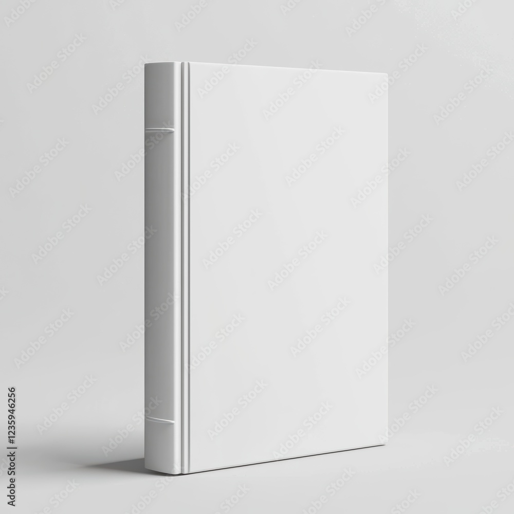 Book cover mockup standing upright with a blank design area, centered on a clean white background Book cover mockup standing upright with a blank design area, centered on a clean white background