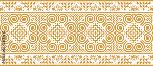 Hmong ethnic pattern designed with spiral lines resembling shells, which is unique to this ethnic group. Golden lines on a transparent background.
