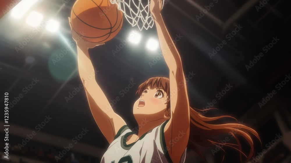 Anime Girl's Basketball Dunk: A Moment of Triumph Anime Girl's Basketball Dunk: A Moment of Triumph