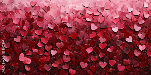 Romantic Pink and Red Heart Bokeh Background for Valentine's Day, Generative AI