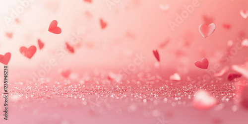 Enchanting Pink and Red Gradient Heart Background for Valentine's Day, Generative AI