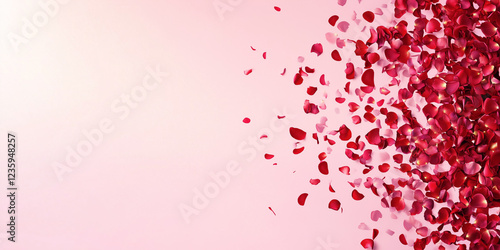 Elegant Valentine's Day Banner with Pink Roses and Copy Space, Generative AI