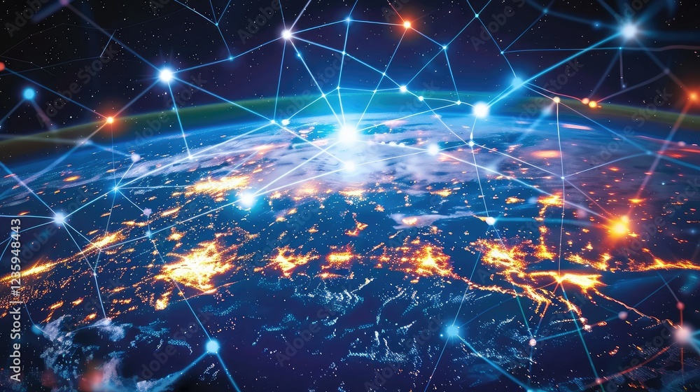 Fototapeta premium Global Connectivity and Digital Networking Across the Earth