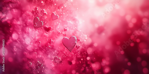 Abstract Pink and Red Heart Background with Cinematic Lighting for Valentine's Day, Generative AI