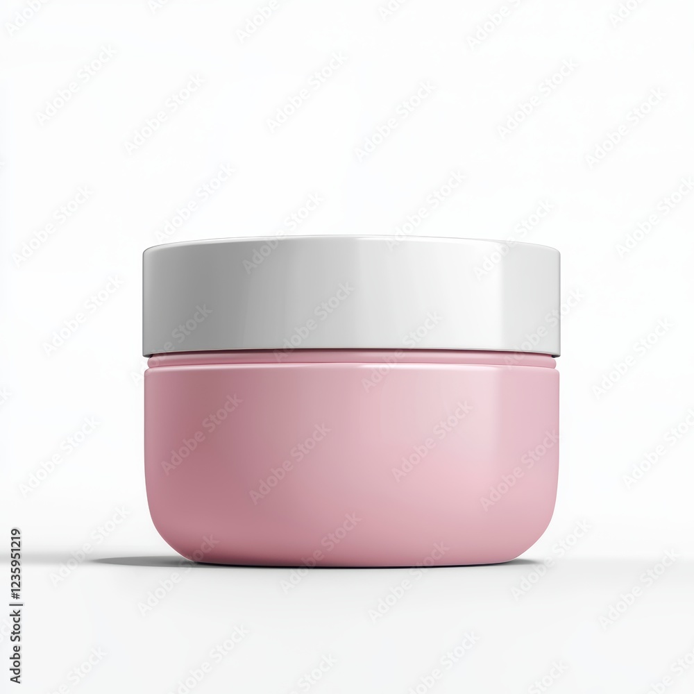Cosmetic jar mockup with a soft matte finish and minimalistic label, placed on a bright white background Cosmetic jar mockup with a soft matte finish and minimalistic label, placed on a bright white background