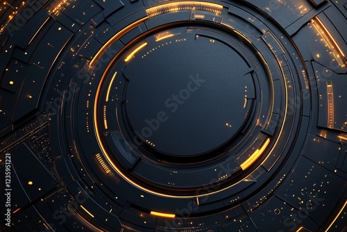 Abstract Dark Grey Futuristic Circular Technology Design photo