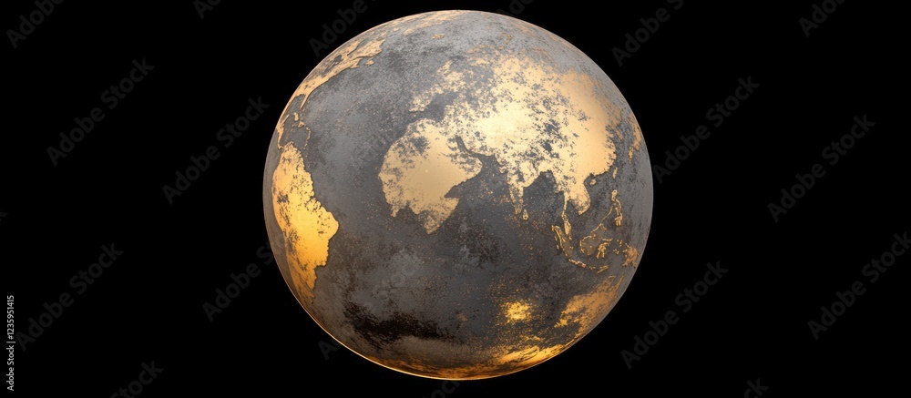 Golden Earth globe on black background. Golden Earth globe on black background.