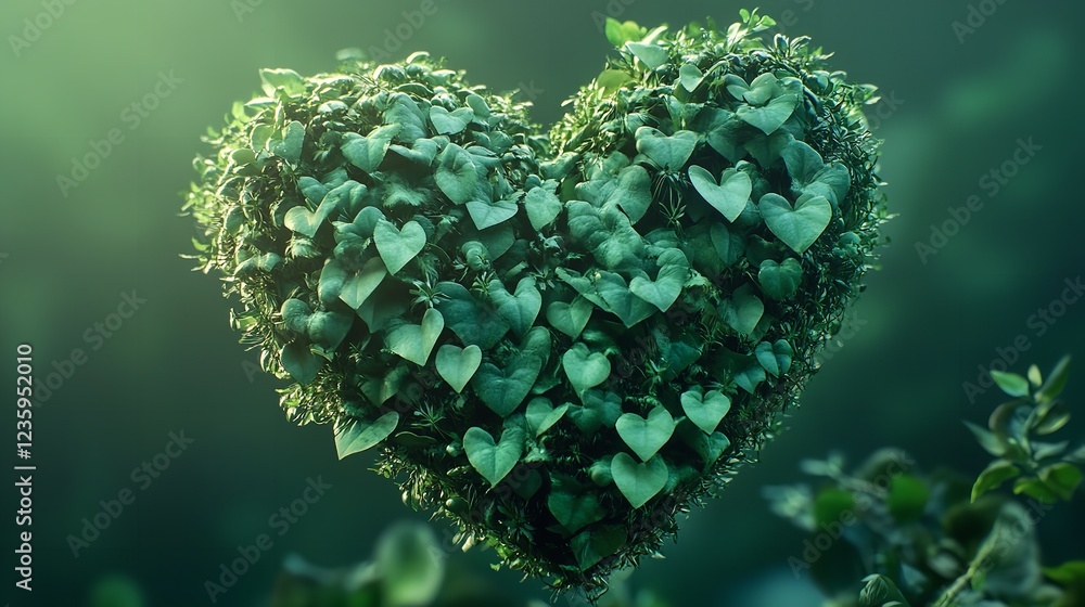 In a garden vessel a heart shaped shrub absorbs daylight In a garden vessel a heart shaped shrub absorbs daylight