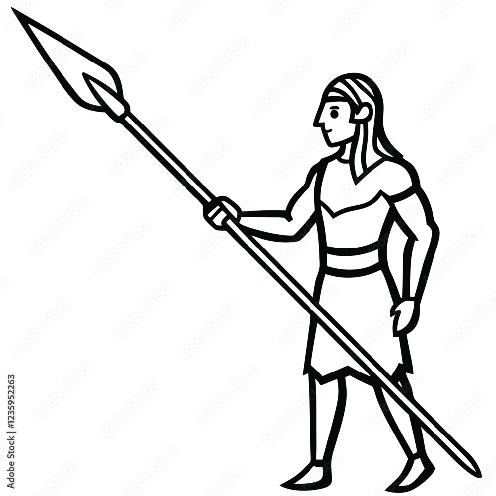 Fototapeta premium Hand Holding a Spear, Symbol of Ancient Warfare