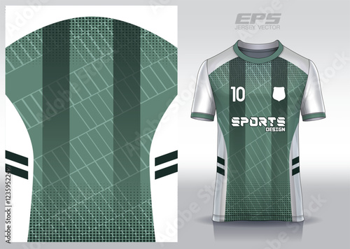 Vector sports shirt background image.Military green white steps pattern design, illustration, textile background for sports t-shirt, football jersey shirt