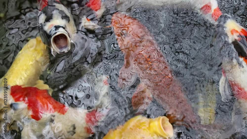 Koi (Cyprinus rubrofuscus) fish are fun to keep in ponds as decoration and a relaxing hobby.