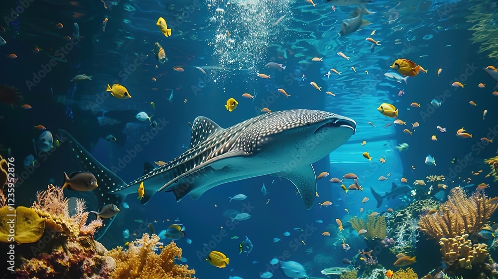 Obraz premium Awe - Inspiring Underwater Realm: The Panorama of a Gorgeous Coral Reef Teeming with Marine Life
