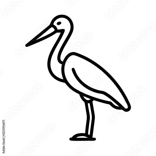 Stork icon in minimalistic style on transparent background