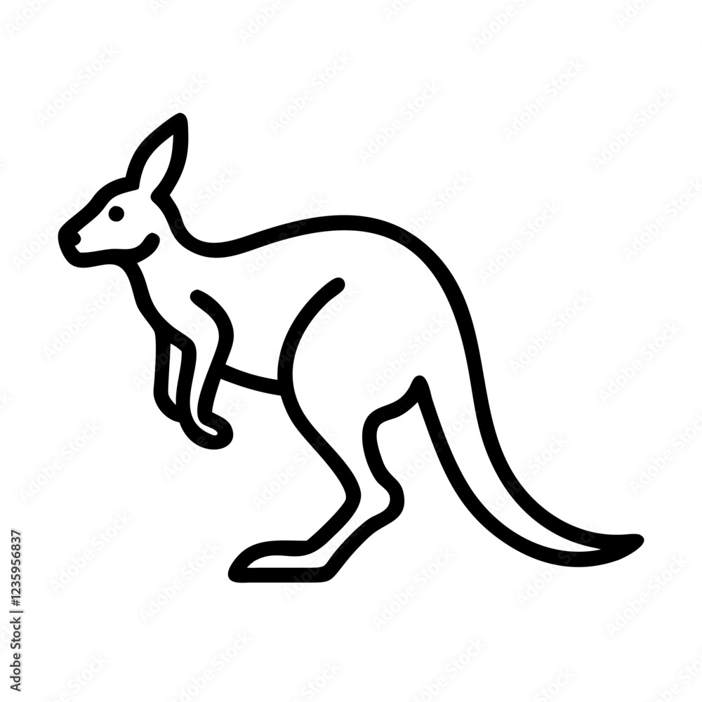 Fototapeta premium Kangaroo icon on a transparent background in a minimalistic style 