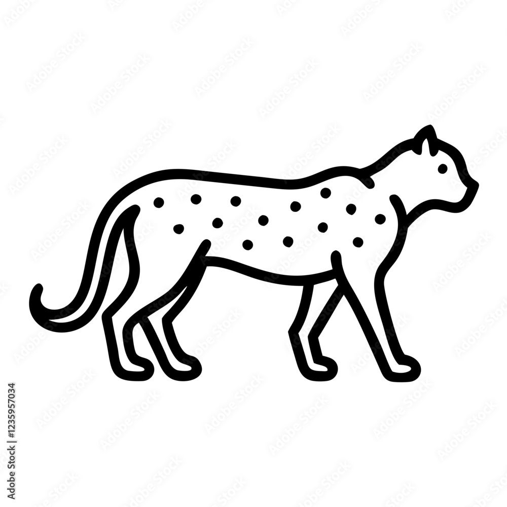 Icon of a leopard walking confidently on a transparent background
Icon of a leopard walking confidently on a transparent background